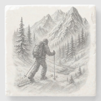 Backcountry Ski Touring Stone Coaster