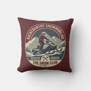 Backcountry Snowmobiling Adventure Badge Cushion