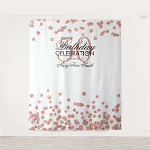 Backdrop 50th Birthday Rose Gold White Confetti Tapestry