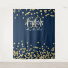 Backdrop 60th Birthday Gold Navy Blue Confetti