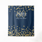 Backdrop 80th Birthday Gold Navy Confetti