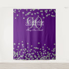 Backdrop 90th Birthday Silver Purple Confetti