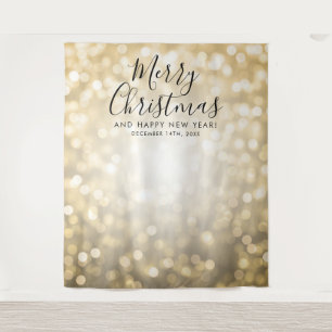 Backdrop Christmas Holiday Gold Bokeh Lights Tapestry