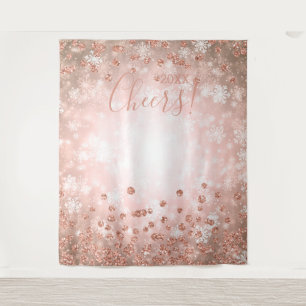 Backdrop New Year's Eve Rose Gold Winter Glitter Tapestry