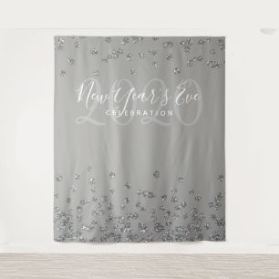 Backdrop New Year's Eve Silver Grey Confetti Tapestry