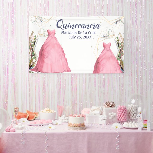 Backdrop Quinceanera Pink Dress Banner (Party)