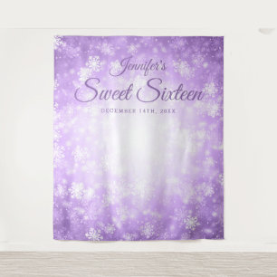 Backdrop Sweet 16 Purple Winter Wonderland Tapestry
