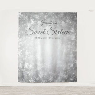 Backdrop Sweet 16 Silver Winter Wonderland Tapestry