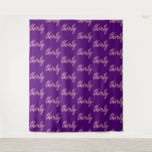 Backdrop "Thirty" 30th Birthday Rose Gold Purple Tapestry