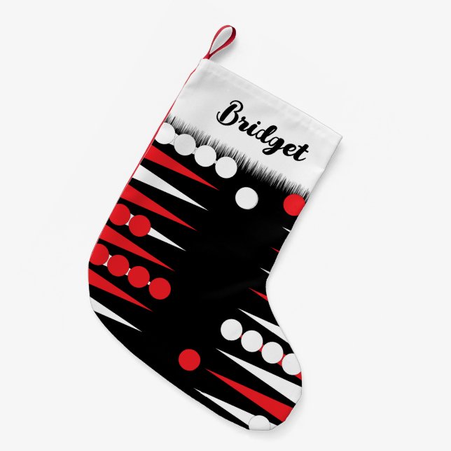 Backgammon Board Game Small Christmas Stocking (Front (Hanging))