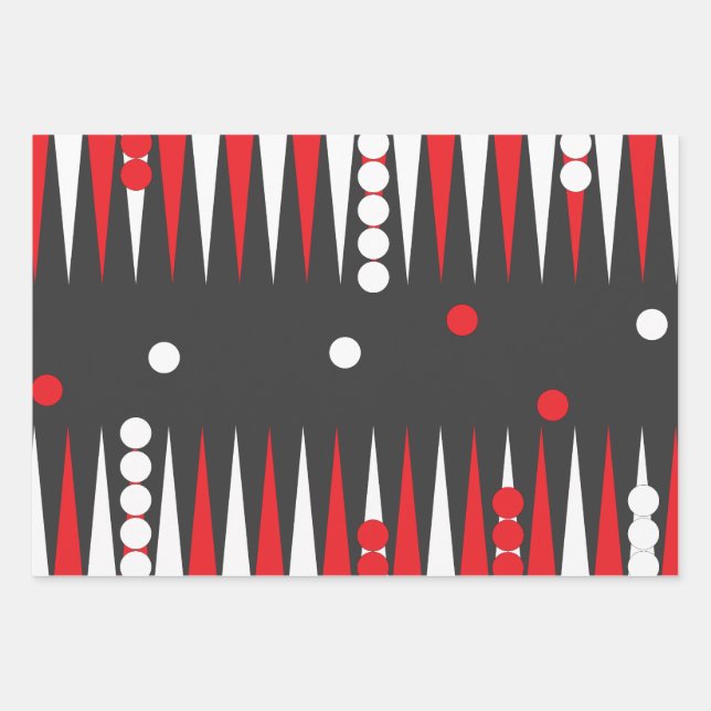 Backgammon Board Layout With Checkers Wrapping Paper Sheet (Front 2)