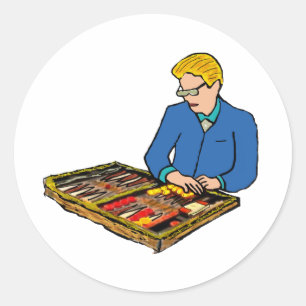 Backgammon Classic Round Sticker
