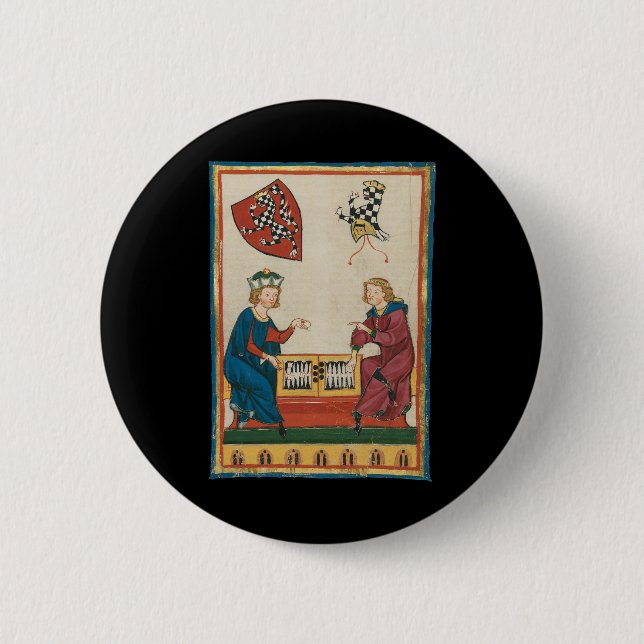 Backgammon Game, 14th Century Mediaeval Art 6 Cm Round Badge (Front)