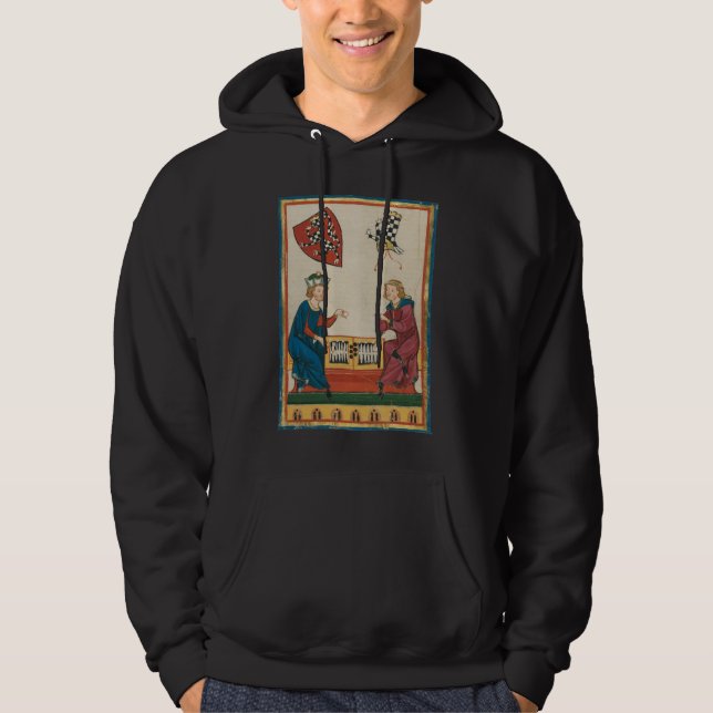 Backgammon Game, 14th Century Mediaeval Art Hoodie (Front)