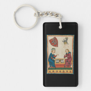 Backgammon Game, 14th Century Mediaeval Art Key Ring