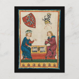 Backgammon Game, 14th Century Mediaeval Art Postcard