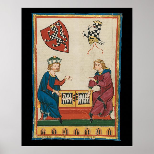 Backgammon Game, 14th Century Mediaeval Art Poster (Front)