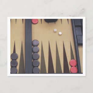 Backgammon game board photo red and black postcard