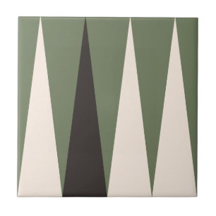 Backgammon Geometric Pattern Sage Green Modern Tile