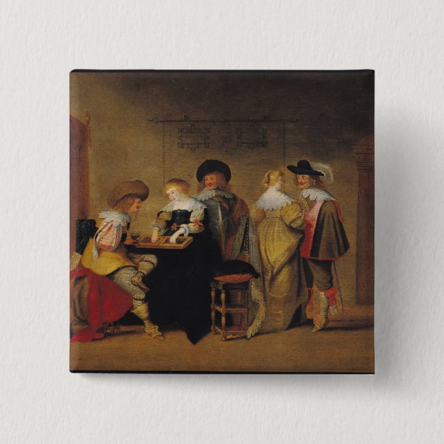 Backgammon Players 15 Cm Square Badge (Front)