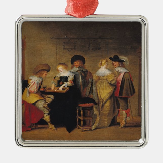 Backgammon Players Metal Tree Decoration (Front)