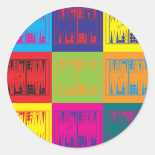Backgammon Pop Art Classic Round Sticker