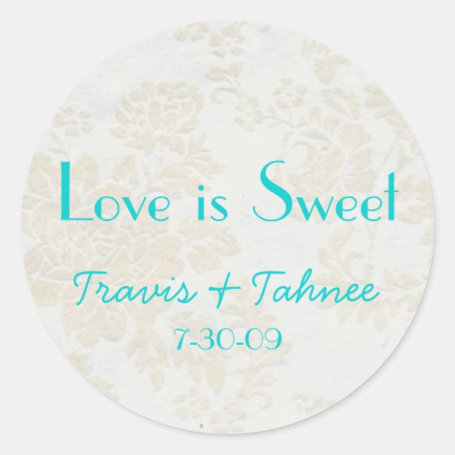 background1, Travis & Tahnee, 7-30-09, Love is ... Classic Round Sticker (Front)