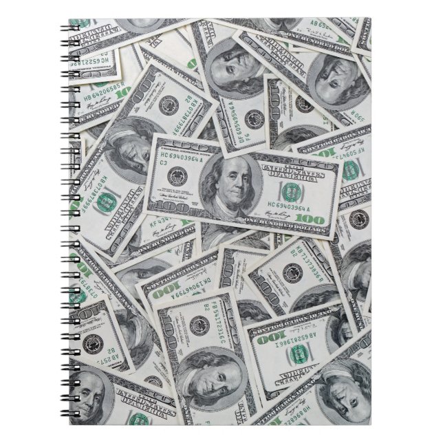 Background 100 Dollar Bills. Notebook (Front)