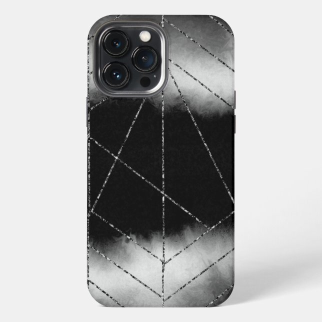Background-abstract-black-silver- iPhone Case (Back)