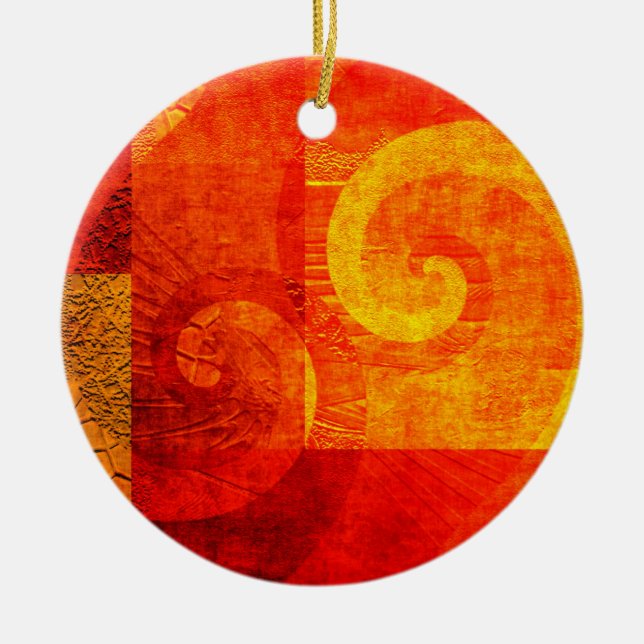 Background Antique Spirals Ceramic Tree Decoration (Front)