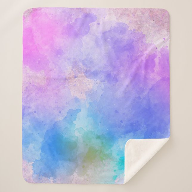Background art abstract watercolor sherpa blanket (Front)