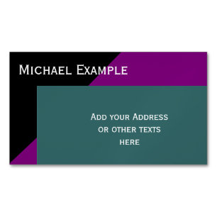Background Colour Blocking - purple & ocean green Magnetic Business Card