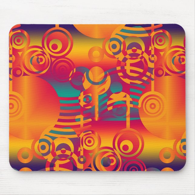 Background Composing - Modern Colourful Circle Mouse Mat (Front)