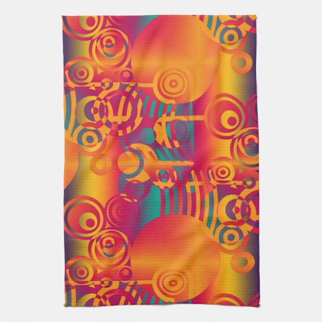 Background Composing - Modern Colourful Circle Tea Towel (Vertical)