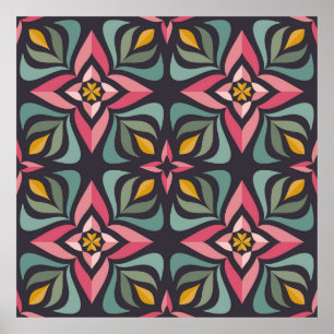Background design - flowers and leaves. Nature orn Poster