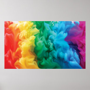 background featuring a smoke cloud in rainbow poster