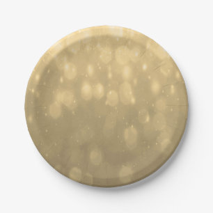 Background - Gold Bokeh Glitter Lights Paper Plate