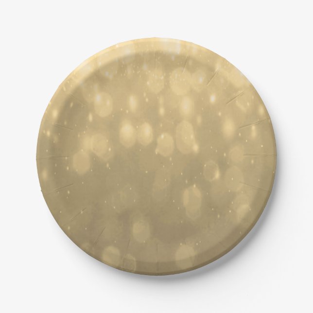 Background - Gold Bokeh Glitter Lights Paper Plate (Front)