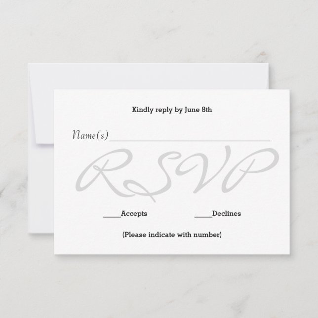 Background Grey - RSVP Reception Response Card (Front)