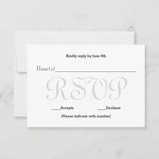 Background Grey Typo- RSVP Reception Response Card (Front)