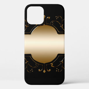 Background image gold frame black iPhone 12 case