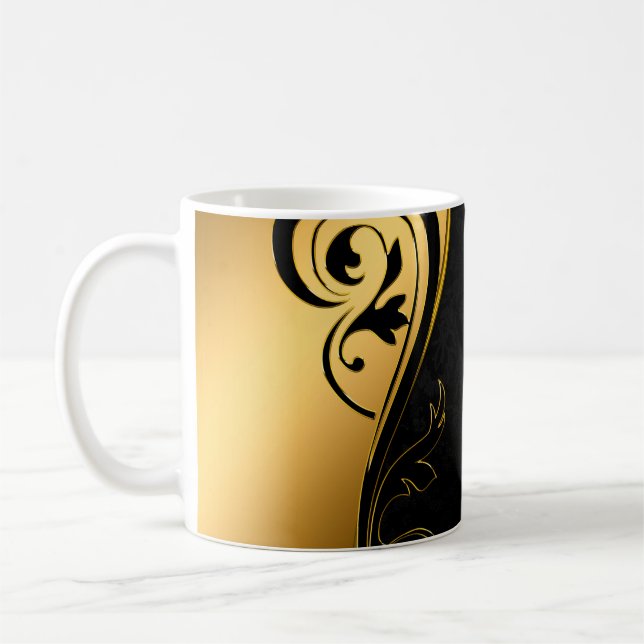 Background image gold frame floral coffee mug (Left)