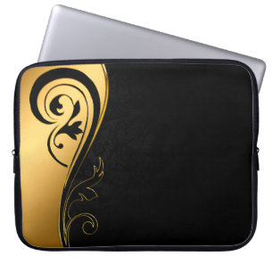 Background image gold frame floral laptop sleeve