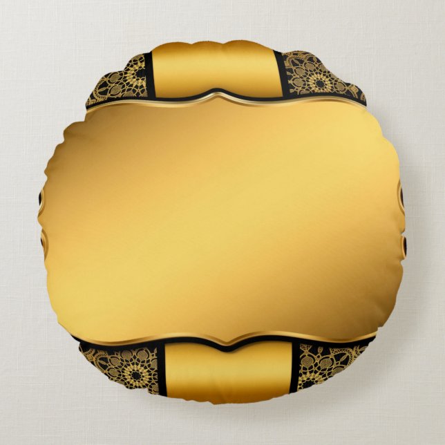 Background image gold frame round cushion (Front)