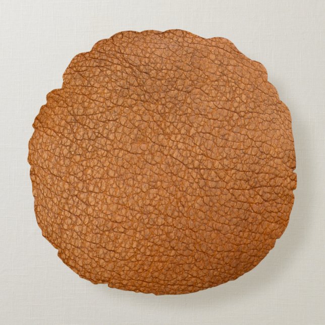 Background leather brown close up round cushion (Front)