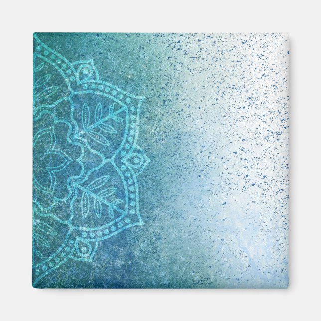 Background Mandala Grunge Pattern Text Green Magnet (Front)