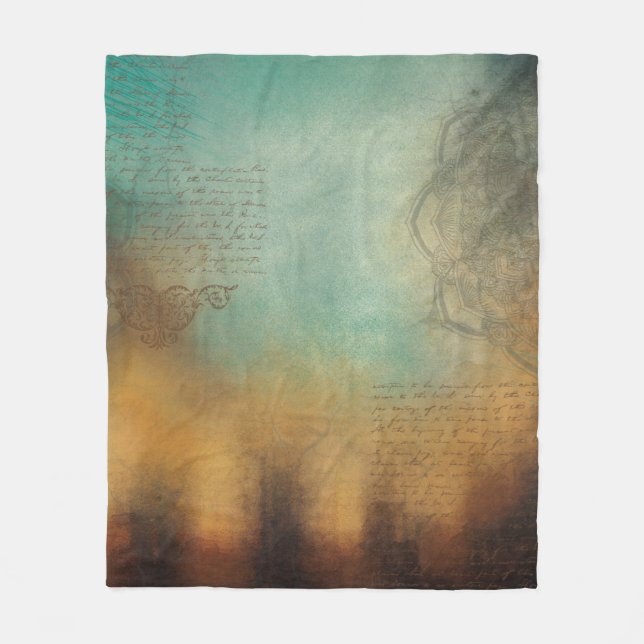 Background mandala text grunge fleece blanket (Front)