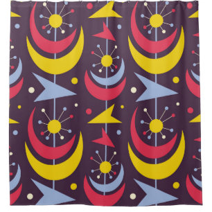 Background mid-century modern vintage art. Abstrac Shower Curtain