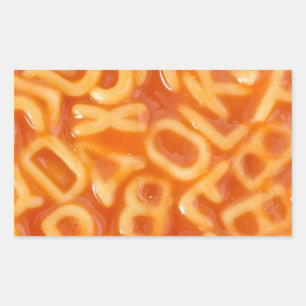 Background of alphabet shaped spaghetti rectangular sticker