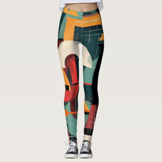 Background of colourful letter shapes leggings